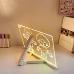 LED Acrylic Writing Board with 7 Pen & Light – 20x 20 cm DIY 3D Rewritable Message Pad, Personalized Night Lamp & LED Display for Home, Office Desk Decor & Gift