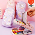 Premium Pencil Case, 6 Layer, 3 Compartments , Cute Aesthetic Design For Girls, Purple