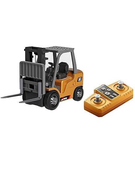 Mini RC Forklift  Construction Vehicle | 1:64 Scale Die-Cast Metal Body | Remote Control Engineering Toy Vehicle for Kids