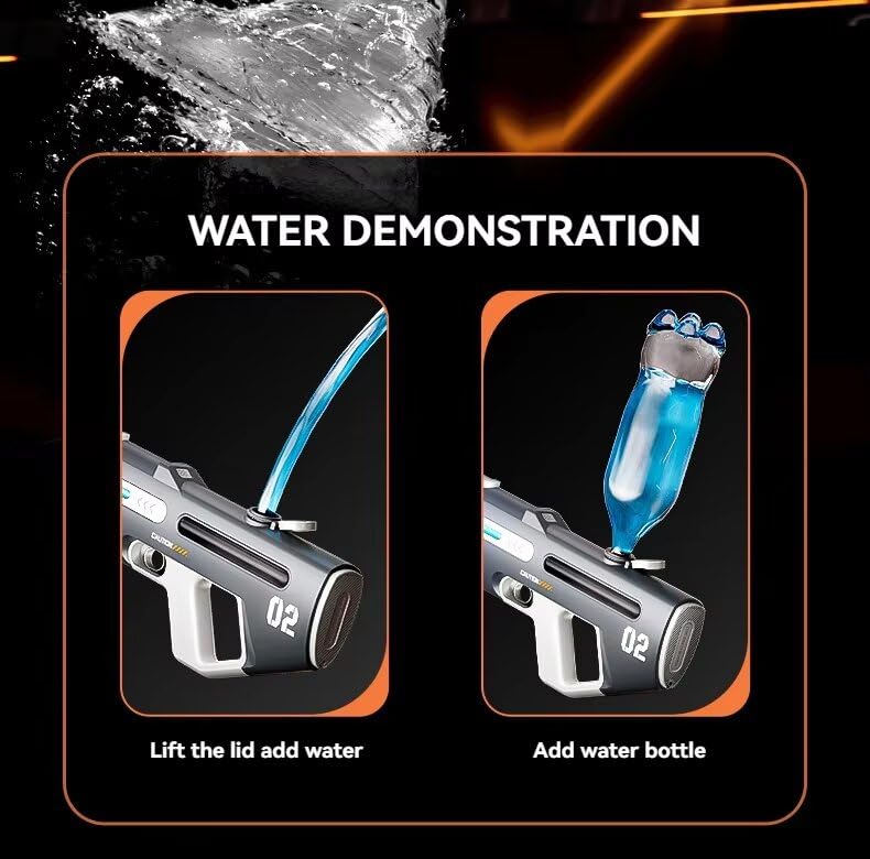 Brilliant Toys Long-Range Dual Mode Electric Water Gun 350ml Automatic High-Pressure Blaster for Kids & Adults | Water Gun for Holi (White)