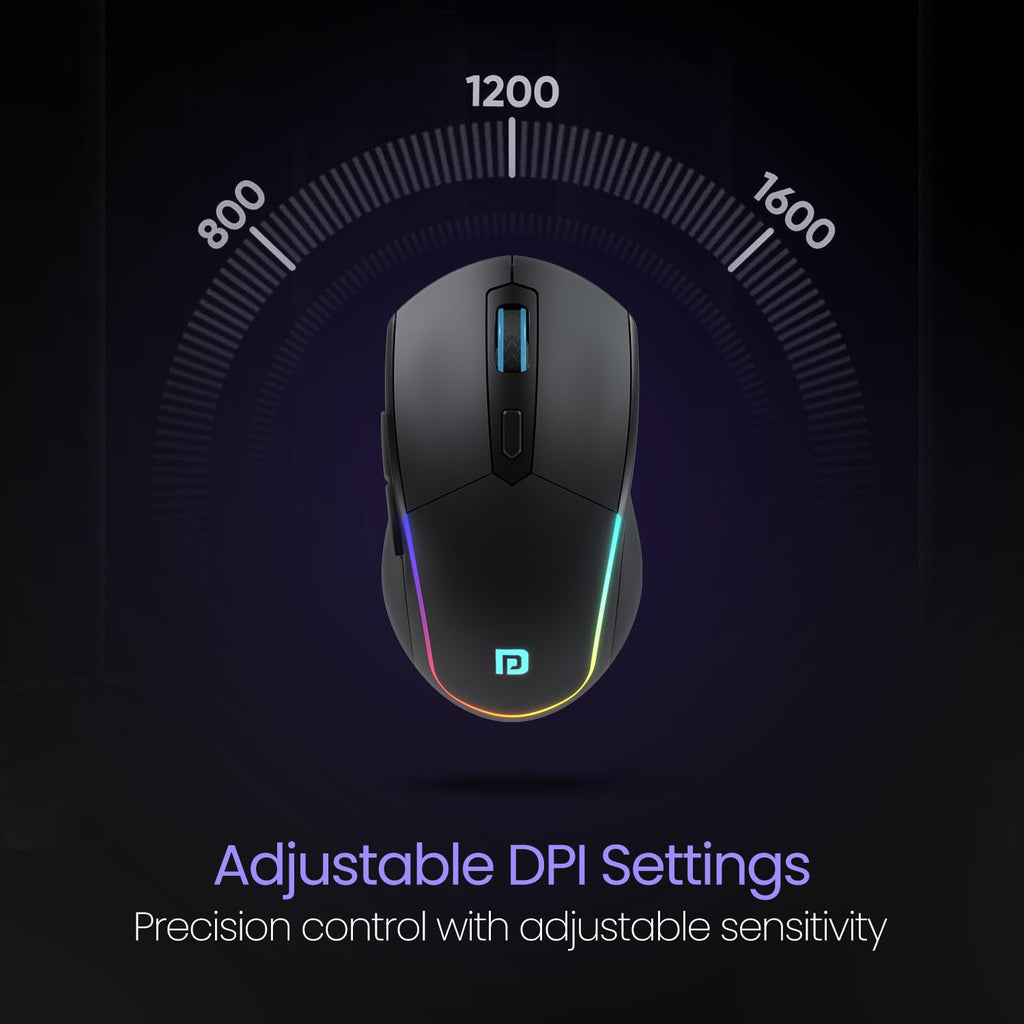 Portronics Toad One Bluetooth Mouse with 2.4 GHz & BT 5.3 Dual Wireless,Design for Laptop, Smartphone, Tablet (Black)