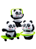 Cute Panda Action Toy Set for Kids, 3 PCS Interactive Rotating Panda Play Figures with Skateboard, Hula Hoop & Jump Rope, Gift for Boys and Girls Age 3+