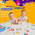 Wooden Vowel Letters Spelling Game | Montessori Alphabet Learning Toy with Flash Cards | Educational Sight Word Puzzle for Kids | Fine Motor Skill & Reading Development Toy