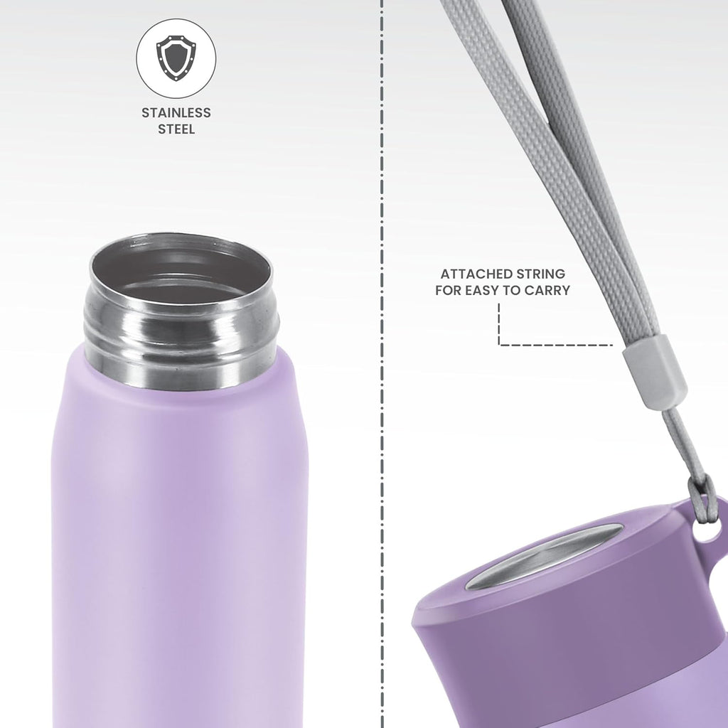 MILTON Handy 650 Stainless Steel Sipper Water Bottle 690 ml, Single Walled I Leak Proof Lid I For School, Office, Gym I Purple