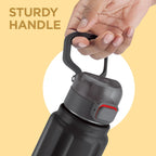 Milton Taurus 600 Steel Thermoware, Inner Stainless Steel, PU Insulated, Leak Proof Water Bottle for School Kids, Office, Gym, Easy to Carry Handle, 560 ml, Black