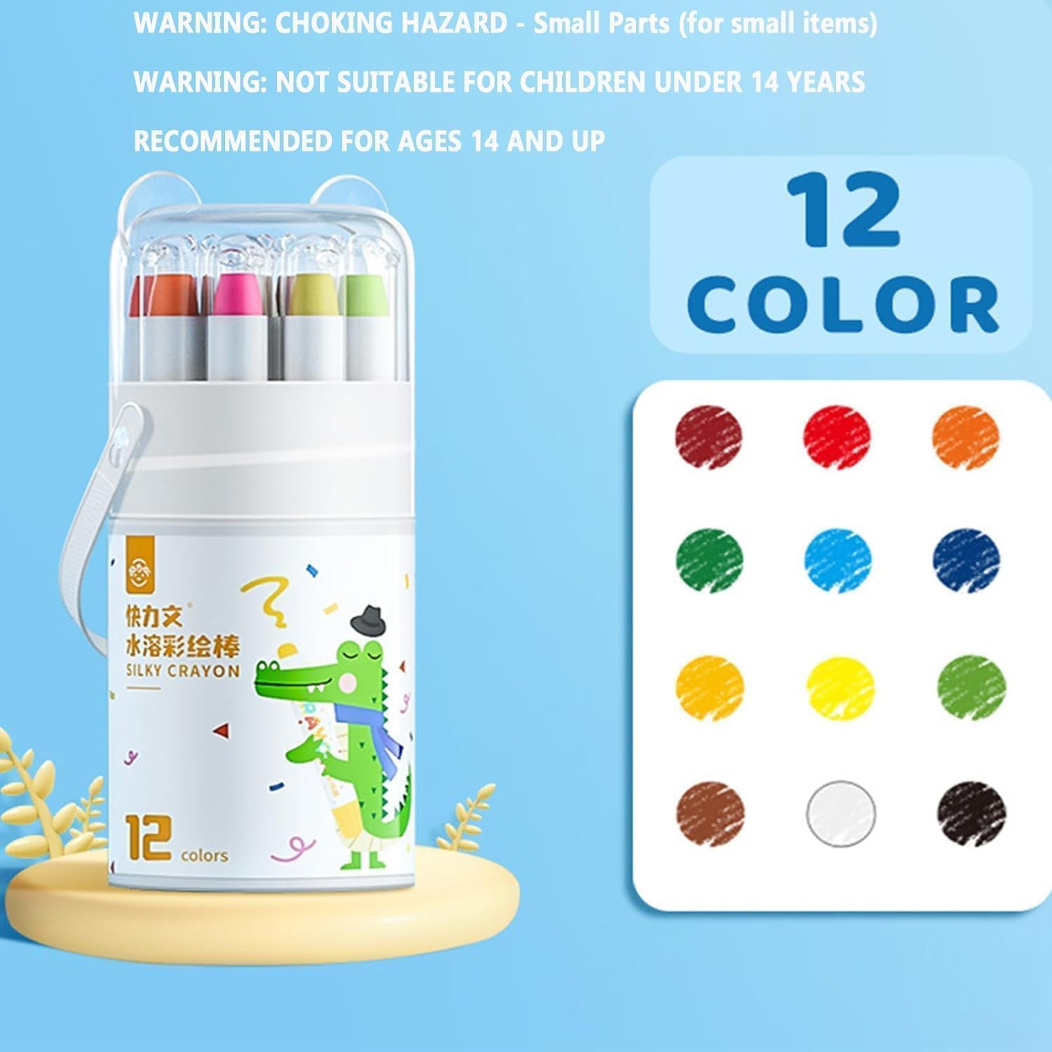 12 Color Twistable Crayons Set for Kids – Rolling Wax Color Pens, Mess-Free Coloring Supplies – Non-Toxic Crayons for Drawing, Art & School