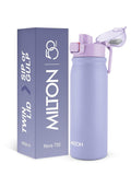 MILTON Reva 750  Stainless Steel Water Bottle with Twin Lid Sip or Gulp, 750ml | Single Wall, BPA-Free, Leakproof | Ideal for Home, Office, Gym & Travel, Purple