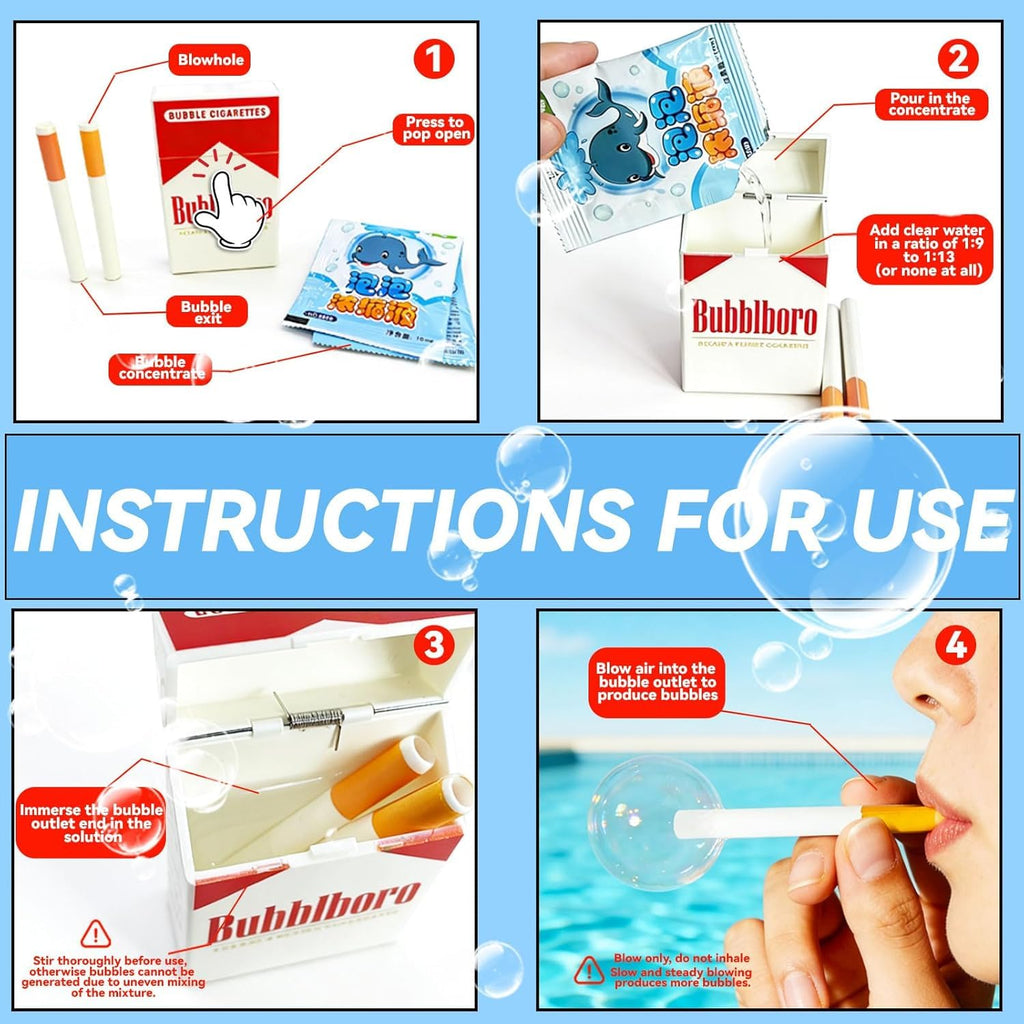 Realistic Fake Cigarette Bubble Blower Pack  | Mini Cigarette Bubbles Maker for Stress Relief, Funny Party , Prank Gift & Desk Toy for Adults