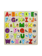 3D Wooden Capital Alphabet Puzzles with Pictures for Children, montessori educational learning letters puzzle board toy- Multi color
