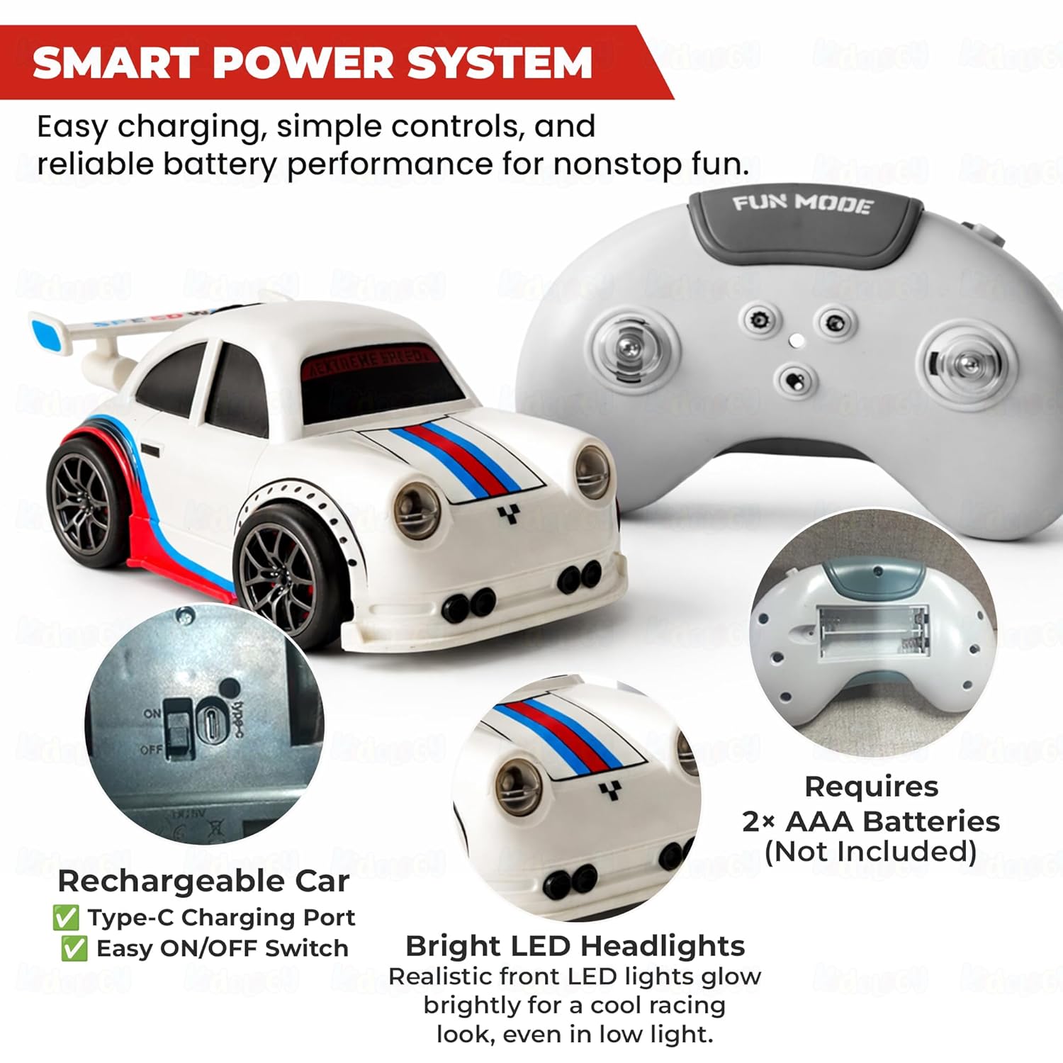 Mini RC Drift Car for Kids | 360° Drift & Stunt, LED Lights, Sound Effects, Follow Me Mode, Escape Mode| Gift for Boys & Girls