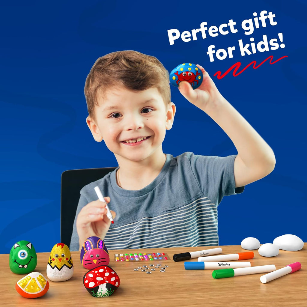Skillmatics Rock Painting Kit - Mess-Free Art & Craft Activity for Girls & Boys,  DIY Creative Activity, Gifts for Kids Ages 4-12, Multicoloured