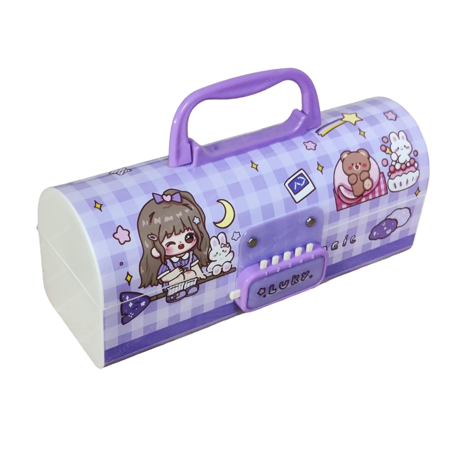 Kids Pen & Pencil Box – Suitcase Style Password Lock Pencil Case, Multi-Layer Pencil Box for Kid, Boys, Girls, Stationary Organizer Case for Kid, Return Gift for Kids (Lucky)