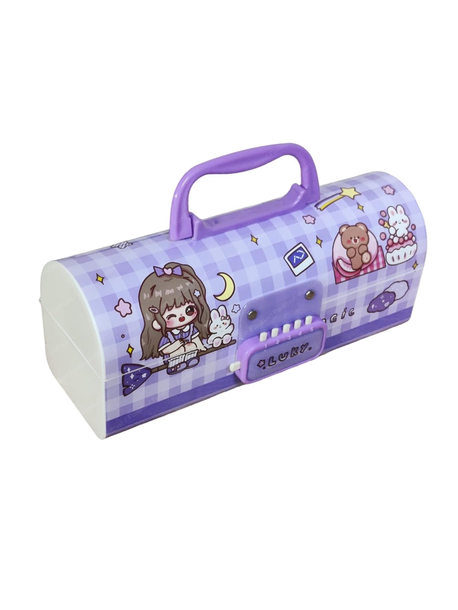 Kids Pen & Pencil Box – Suitcase Style Password Lock Pencil Case, Multi-Layer Pencil Box for Kid, Boys, Girls, Stationary Organizer Case for Kid, Return Gift for Kids (Lucky)