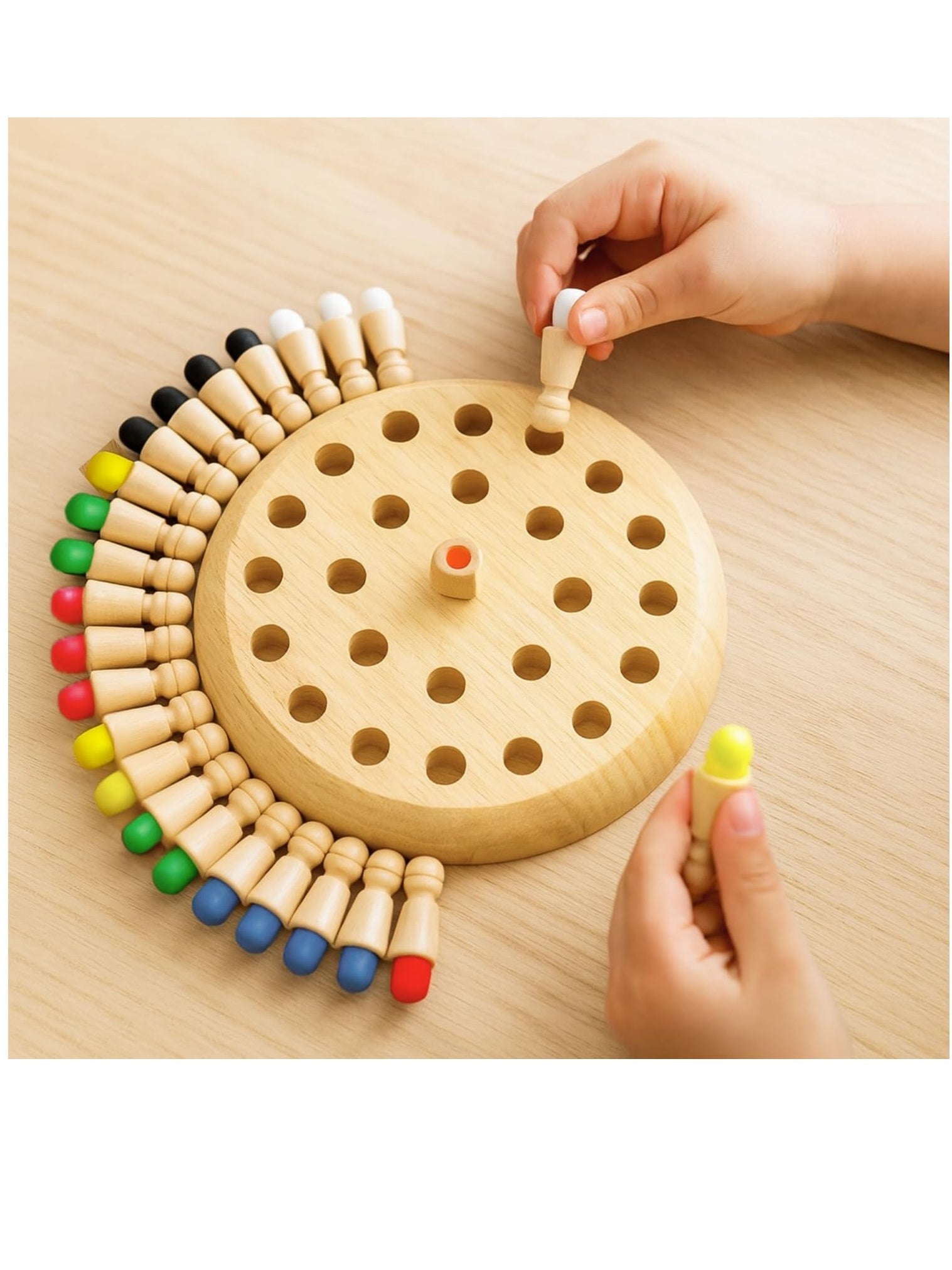 Wooden Color Memory Chess Game for Kids Age 3+ | Wooden Memory Match Stick Chess Board Game | Brain Puzzle Toy for Boys, Girls & Adults | Montessori Learning & Family Game