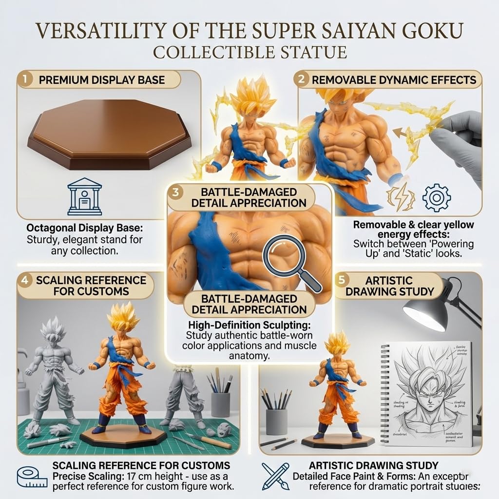Anime Action Figure 17 cm Superhero Collectible Figure for Car Dashboard, Home Decoration & Gifting | Dragon Ball Z Style Character Statue for Anime Lovers (Goku VI)