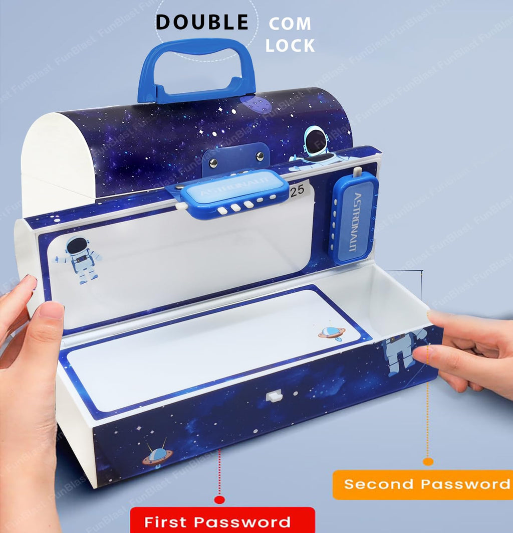 Astronaut Kids Pen & Pencil Box Suitcase Style Password Lock Multi-Layer Pencil Box For Boys, Girls, Return Gift For Kids