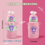 TEDDY Water Bottle - Waterbottle for Girls and Boys, Stainless Steel, Spill-Proof, BPA-Free, Pink