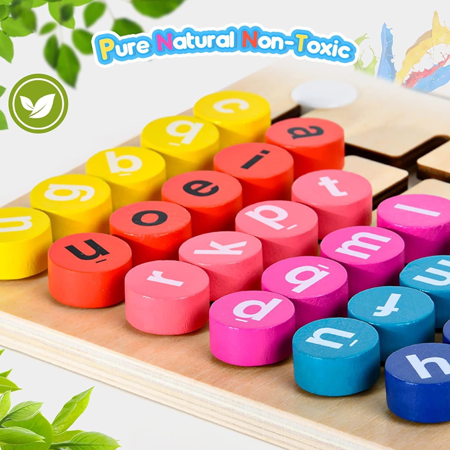 Wooden Vowel Letters Spelling Game | Montessori Alphabet Learning Toy with Flash Cards | Educational Sight Word Puzzle for Kids | Fine Motor Skill & Reading Development Toy