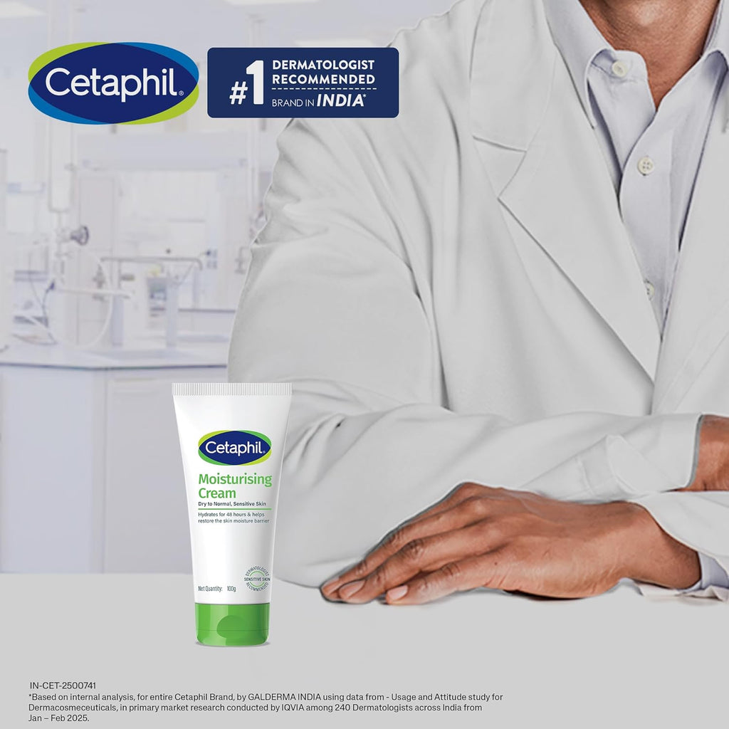 Cetaphil Moisturising Cream 100 g for Dry & Sensitive Skin | Prevents Moisture Loss & Repairs Skin Barrier | Dermatologist Recommended