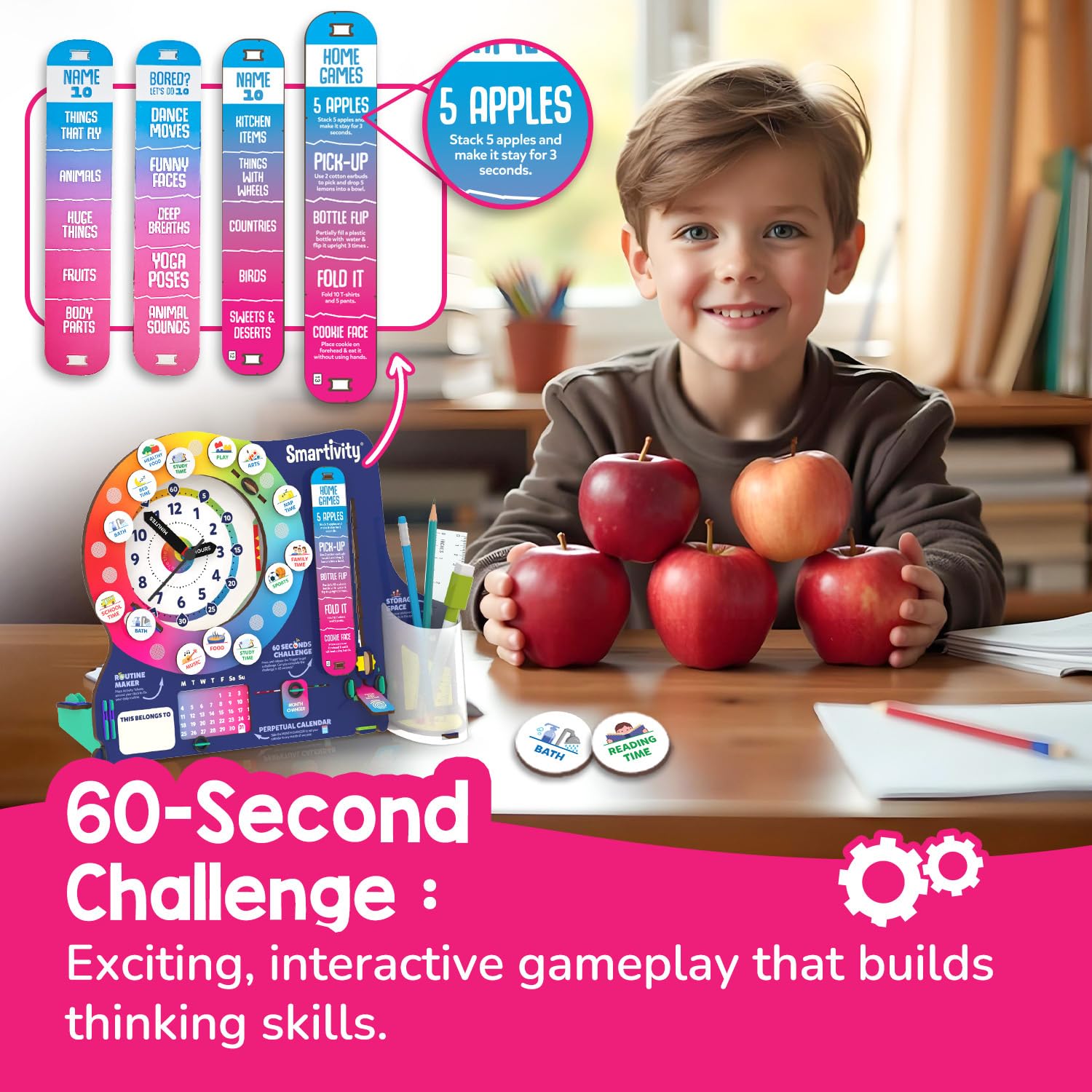 DIY Interactive Clock with Stationary Organiser  | Features an Infinity Calendar | Birthday Gift for Boys & Girls | Educational Toy for 6-12 Years