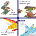 3 in 1 Airplanes Launcher Toy for Kids 6-12 | Build & Launch 3 Planes – Fighter Jet, Glider, Stealth | Birthday Gift for Boys & Girls