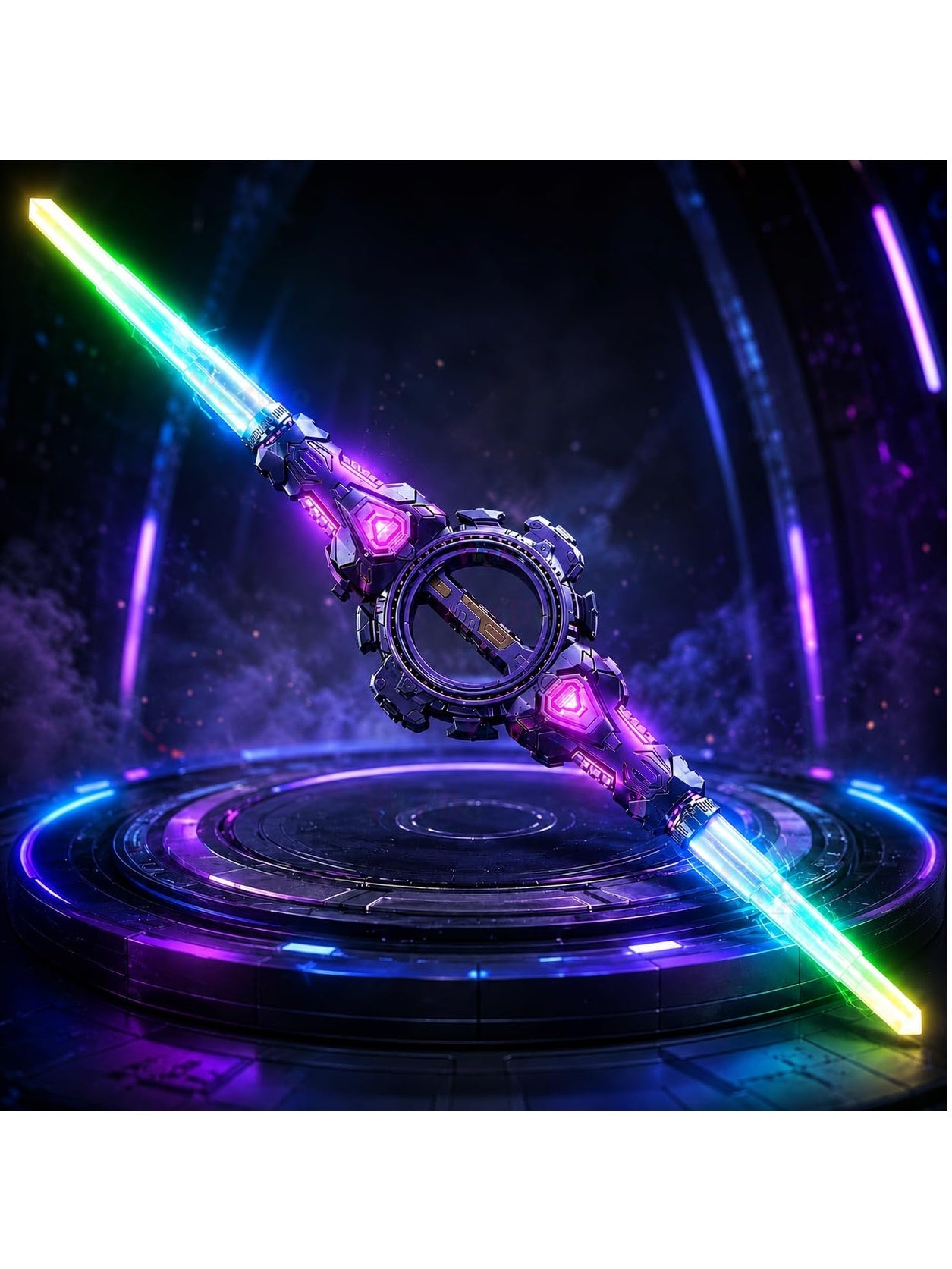 Retractable Double-Edged LED Light Sword for Kids | Telescopic Expandable Spinning Sword with FX Sound & Multi-Color Lights | USB Type-C Rechargeable Role Play Toy (Cable Not Included)