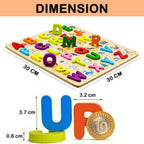 3D Wooden Capital Alphabet Puzzles with Pictures for Children, montessori educational learning letters puzzle board toy- Multi color