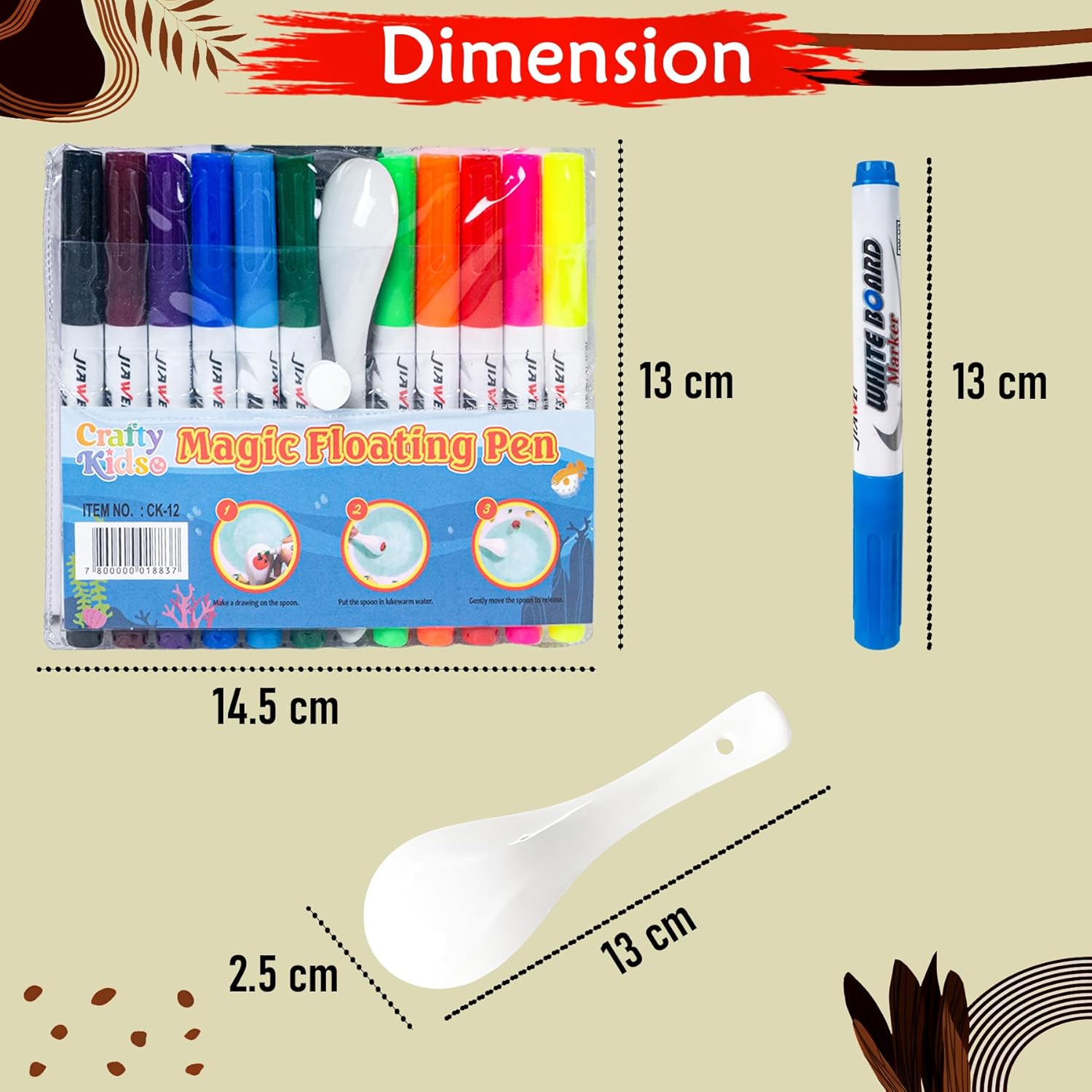 11 Pcs Magical Water Pens, Floating Ink Marker Pen Set for Kids, Water Drawing Kit with Ceramic Spoon, Water-Based Doodle Markers for Drawing, 8+ Years (Multicolor, Pack of 11)