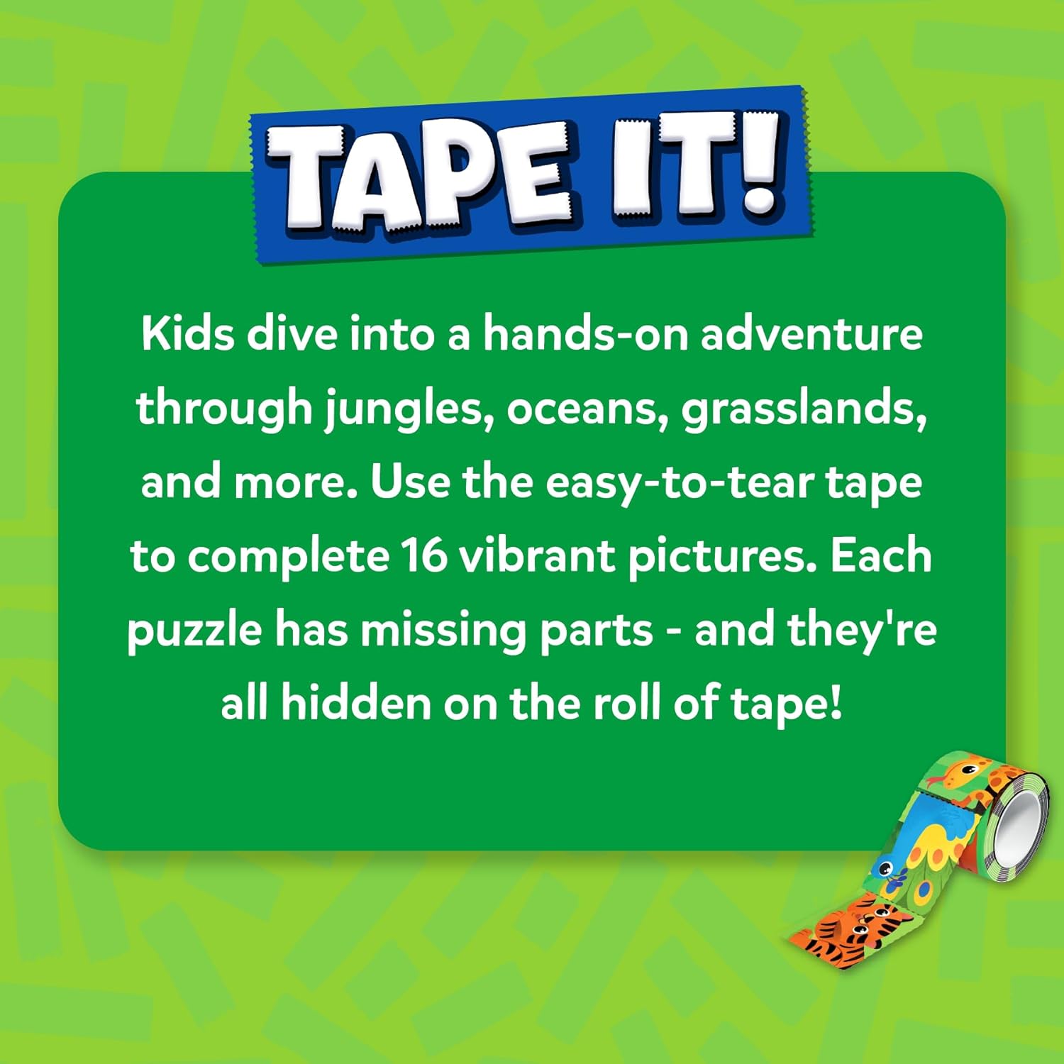 Skillmatics Puzzle Activity - Tape It Animals, 150+ Easy-Tear Stickers, Art & Craft Kit, Educational Fine Motor Skills & Travel Toy, Gift for Kids Ages 4, 5, 6, 7, 8
