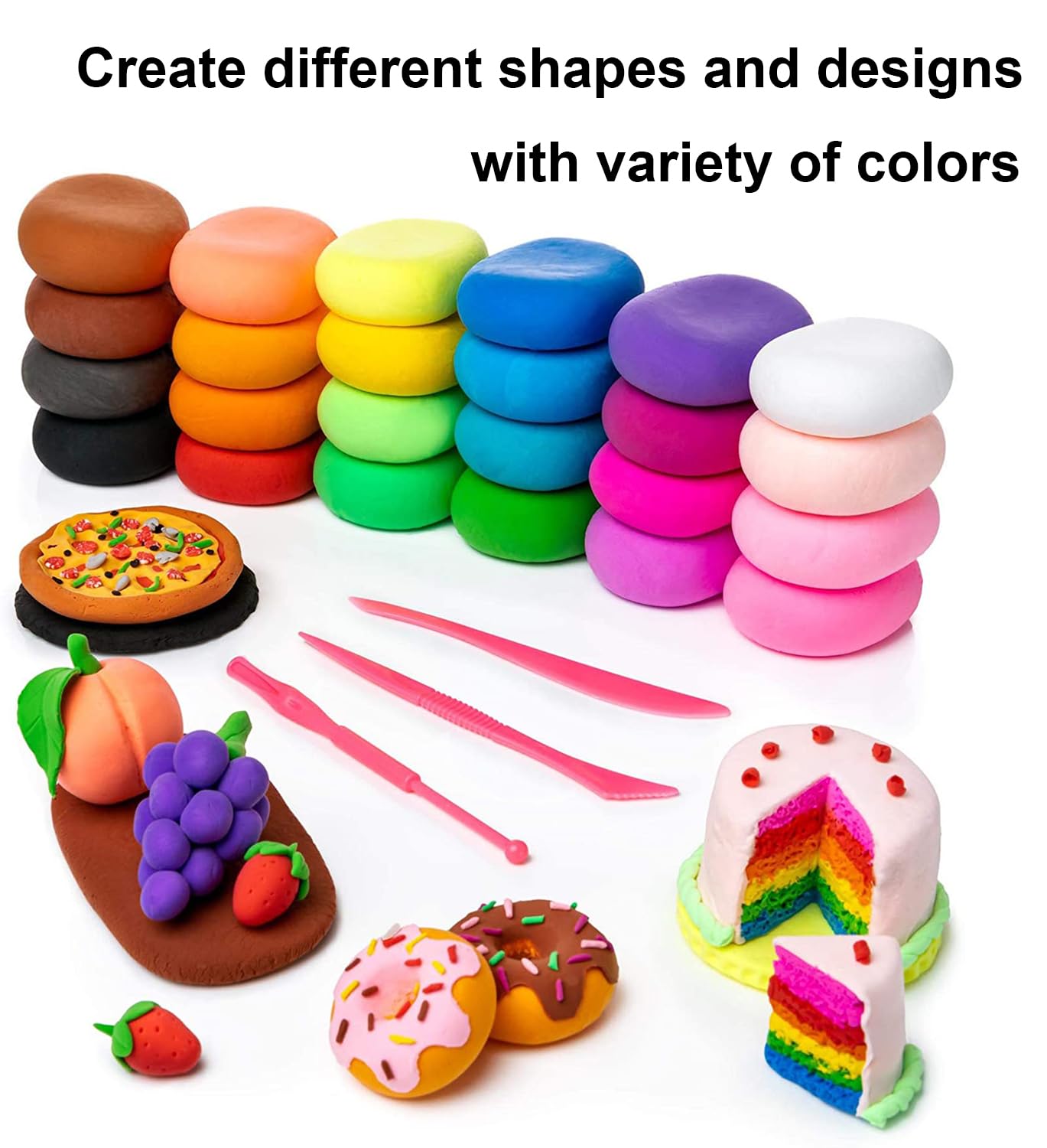 24 Pcs Air Dry Clay for Kids with 6 Sculpting Tools - Creative Art & Crafts Play Dough Birthday Return Gift for Boys and Girls - Color As Per Stock