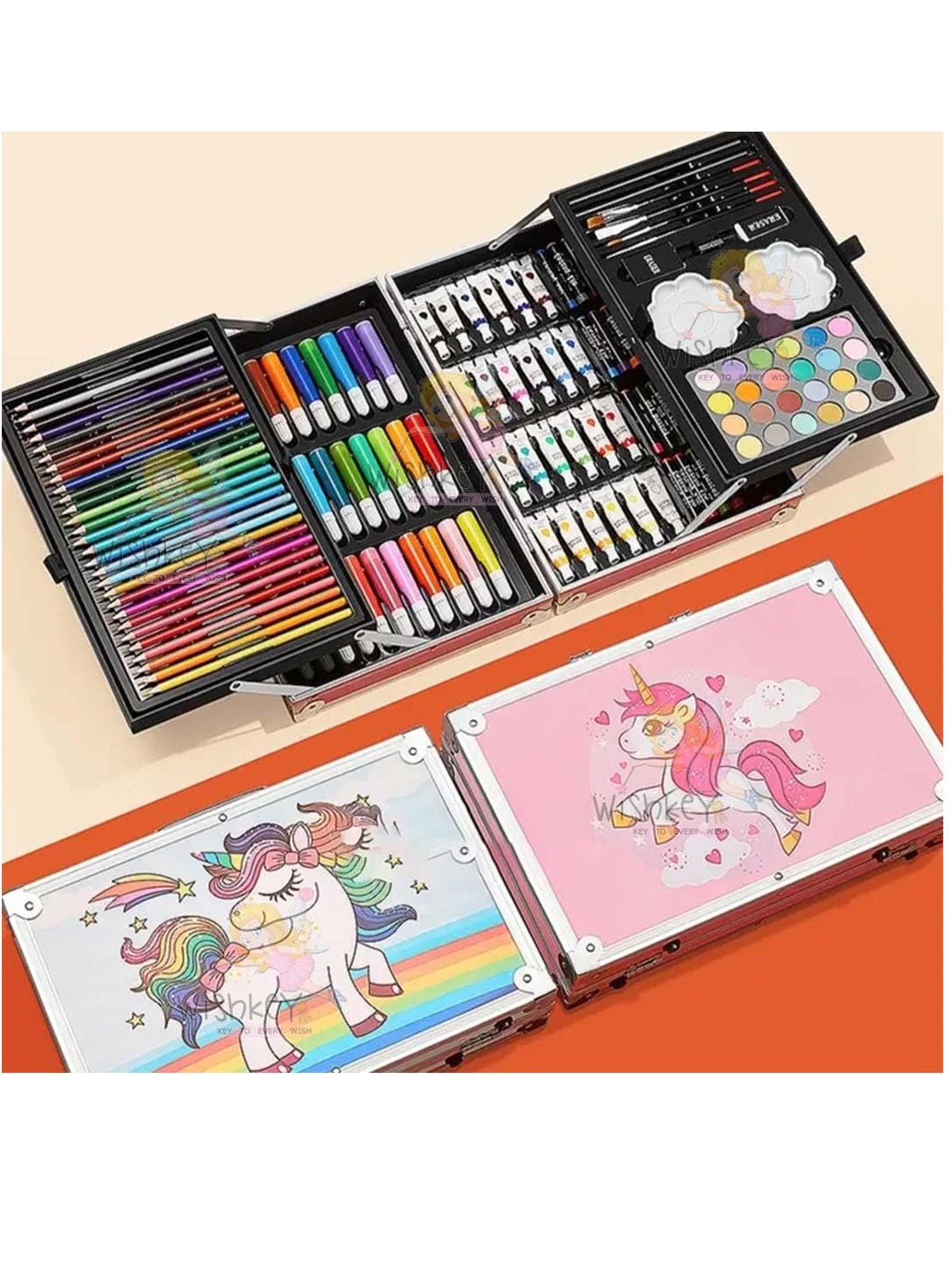 Unicorn Theme 145 Pieces Art Set for Kids Storage Case, Art and Craft Supplies Kit for Drawing and Painting with Oil Pastel, Water Color, Color Pencils, Sketch Pen