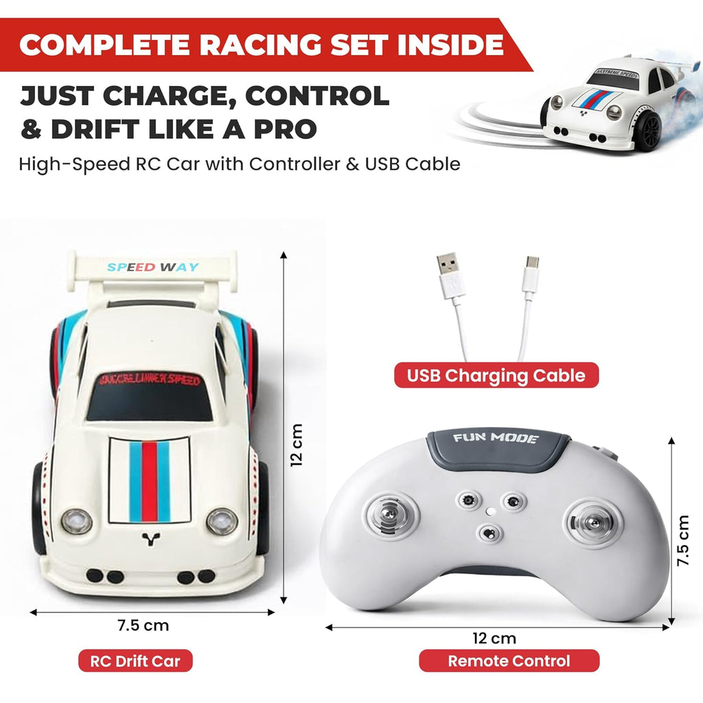 Mini RC Drift Car for Kids | 360° Drift & Stunt, LED Lights, Sound Effects, Follow Me Mode, Escape Mode| Gift for Boys & Girls