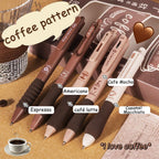 Set of 5 Coffee Theme Gel Pens for Writing, 0.5mm Black Ink Aesthetic Pen with Soft Grip, Cute Kawaii Stationery for Girls & Boys, School Office Use, Return Gift for Kids