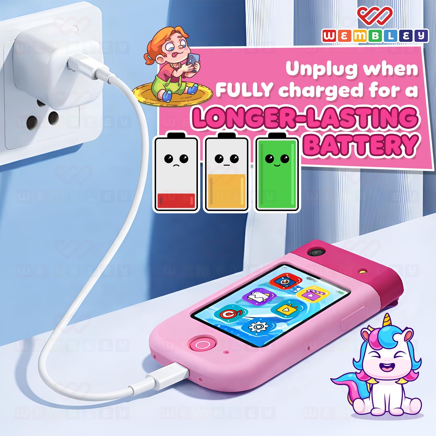 My First Smart Phone| Mini Toy Mobile for Kids Age 3+| Adorable, Educational & Fun | with Rotating Camera & Strong Battery| Perfect for  Girls (Unicorn)
