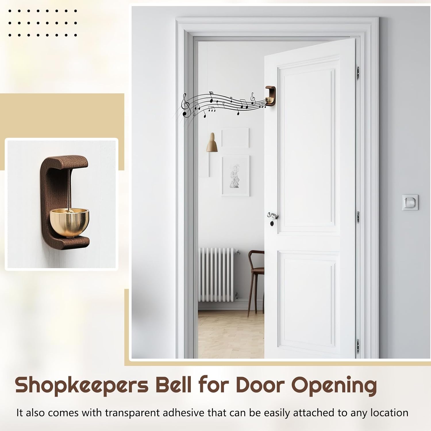 2 Pcs Magnetic Wooden Wind Chime Doorbell Decoration Shopkeepers Bell for Door Opening C Shape for Housewarming Gift Refrigerator Room Garden Restaurant (Black Walnut)