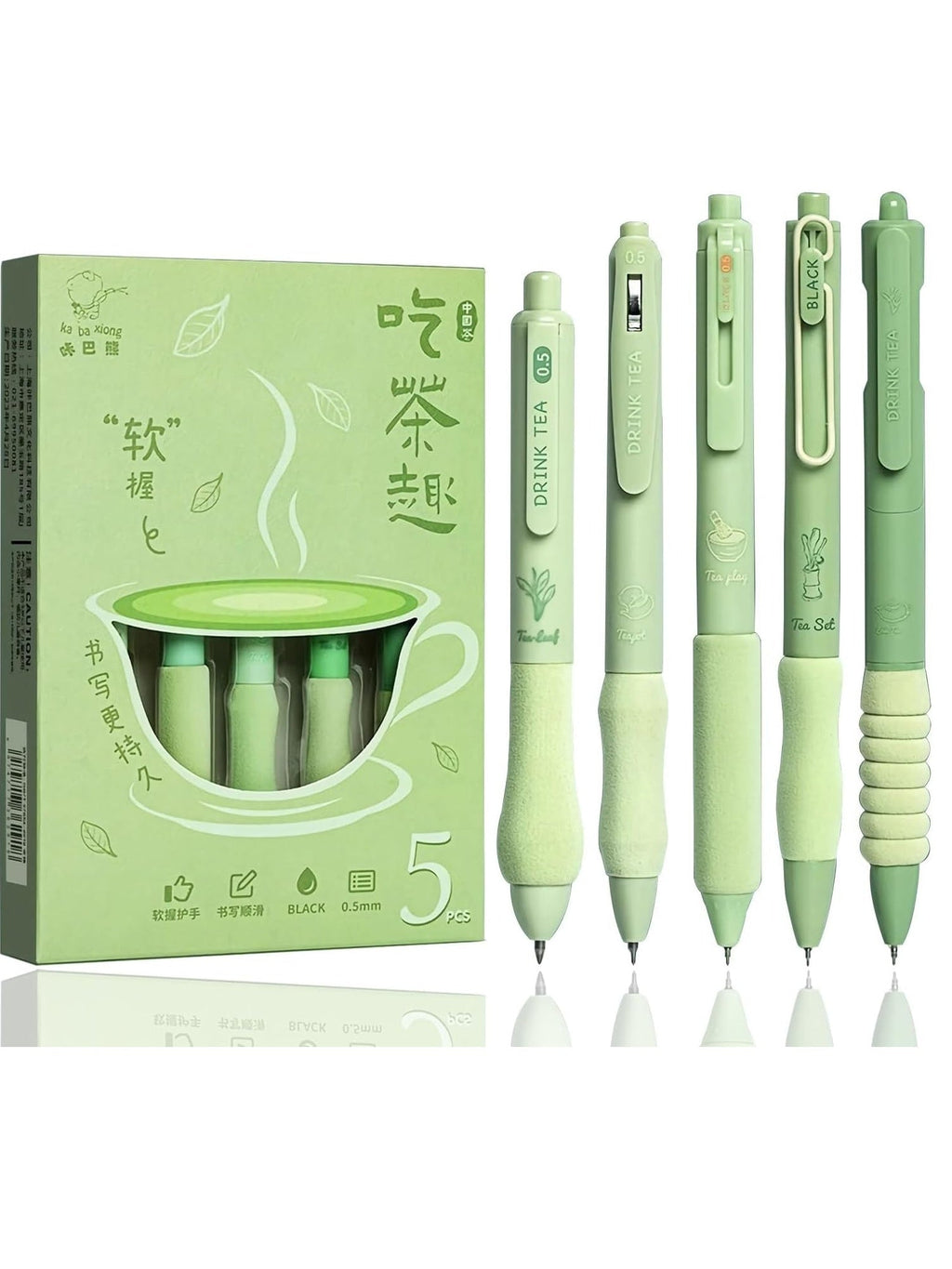 5Pcs Cute Gel Pens Set – Retractable Quick Dry Blue Ink 0.5mm Fine Point Kawaii Pens – Smooth Writing Aesthetic Pens for Journaling, Note Taking, Office & School Supplies