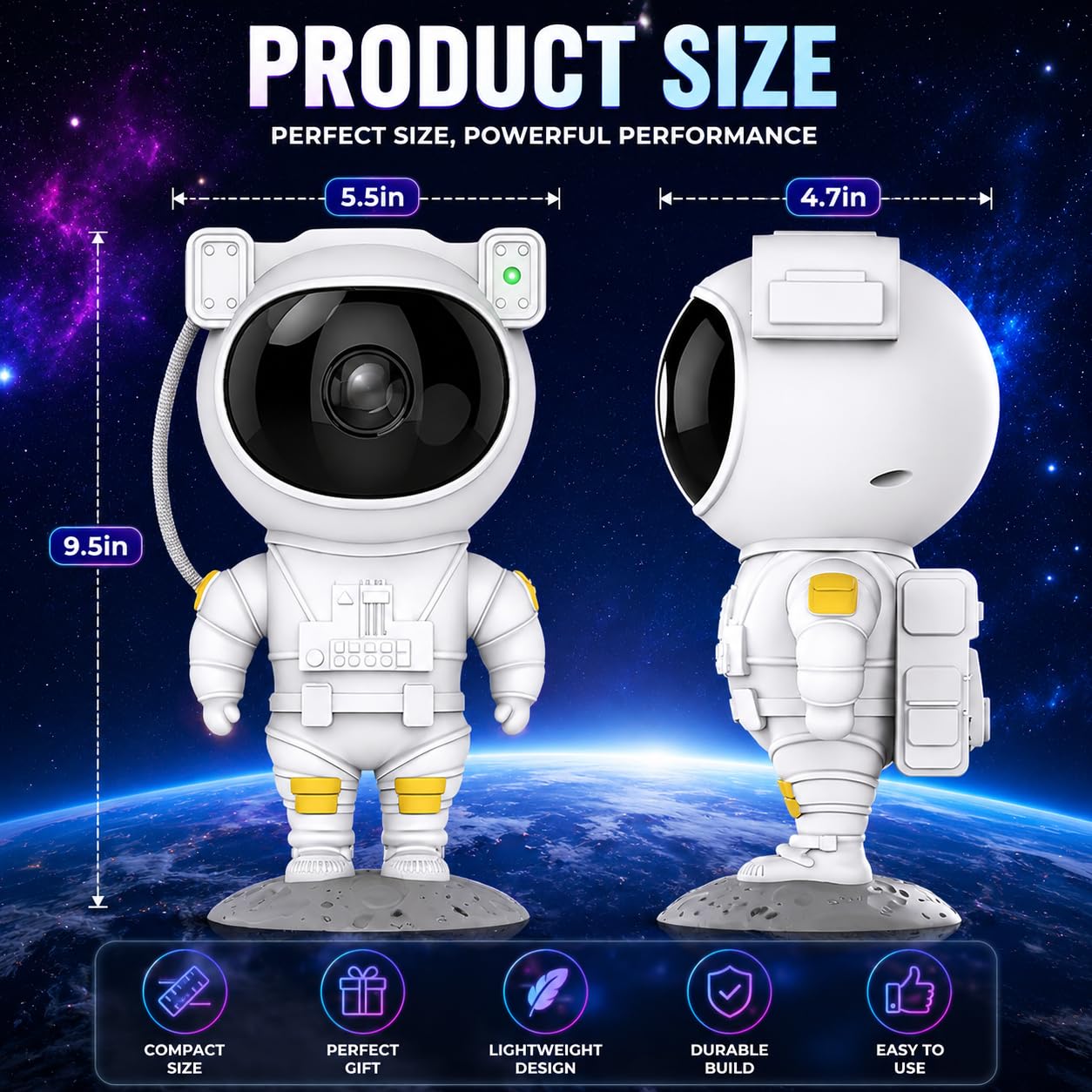 Astronaut Galaxy Projector Night Light – 360° Rotating Star Projector with Remote Control, Timer & Adjustable Head – Space Lamp for Kids’ Bedroom, Gifts, Gaming Room, Home & Décor