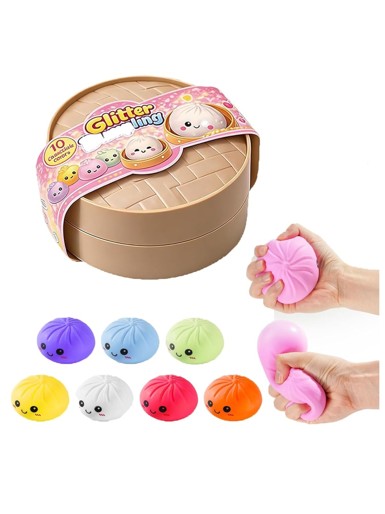 Dumpling Squishy, Squishy Ball with Soft Texture and Fun Shapes, Sensory Fidget for Play and Collection, Party Favors,  Smiling Style 1 Pcs Random Color