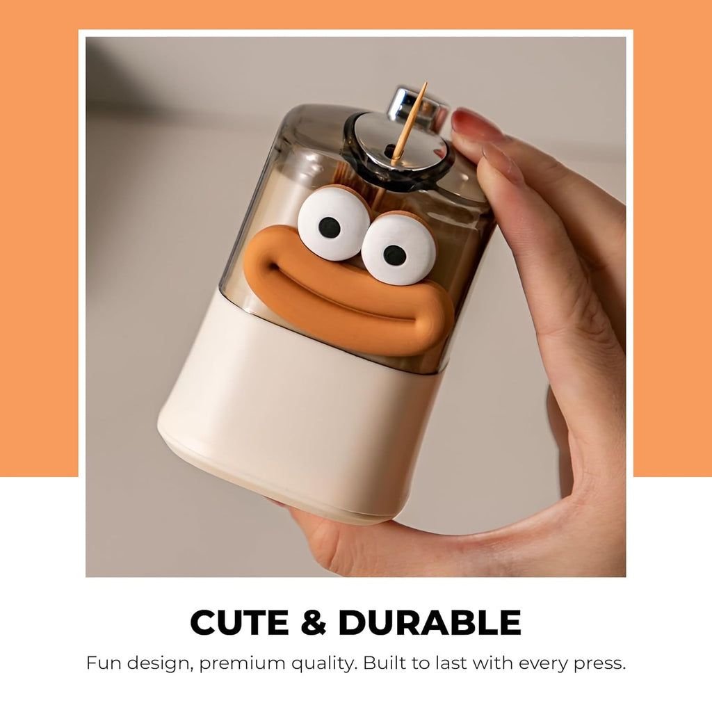 Cartoon Shape Automatic Toothpick Dispenser, Push-On Toothpick Holder, Portable Square Retractable Toothpick Holder, Toothpicks Container for Home, Kitchen & Restaurant
