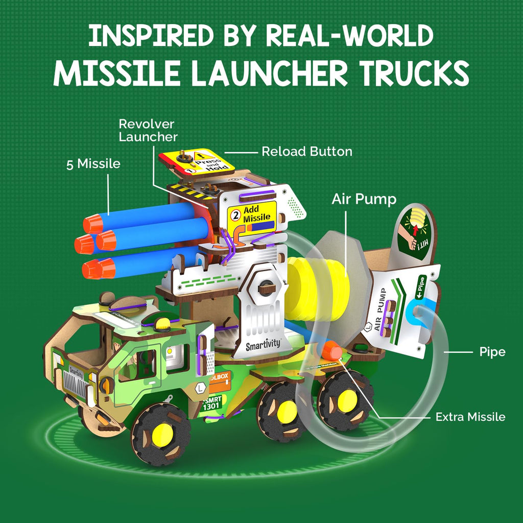 DIY Military Vehicle STEM Building Set for Kids 8-14 Years, Army Truck with Air Powered , Birthday Gift for Kids ,53 Pcs