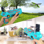 Airplane Launcher Gun Flying Aeroplanes Toys for Boys Safe & Fun Shooting Guns for Kids 4 Paper Foam Gliders Air Battle Pistol Toy Gun Catapult Aircraft Ideal for Kids 3 8 Years