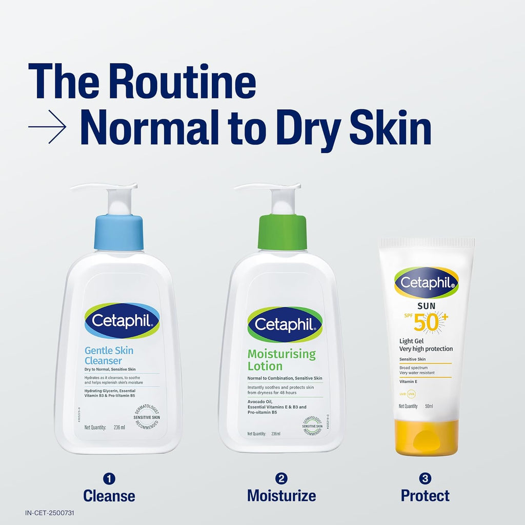 Cetaphil Moisturising Lotion 118 ml for Dry to Normal & Sensitive Skin | 48H Hydration with Niacinamide, Panthenol & Glycerin | Fragrance-Free, Non-Greasy, Dermatologist Recommended