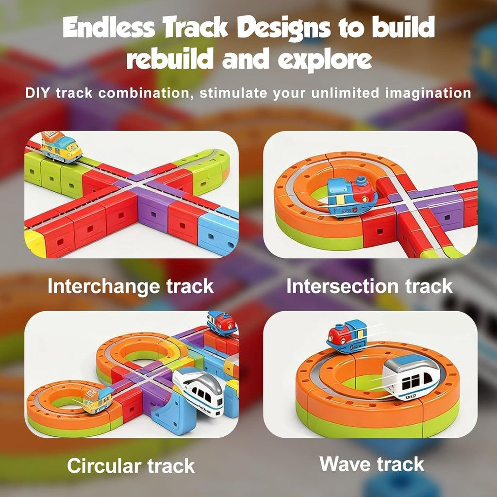 Anti-Gravity DIY Cube Track Magic Rail Train Set, 51 Pcs, for Ages 3+ | Educational Building Track Toy, Multicolour, Loop, Multi-Layer Tracks