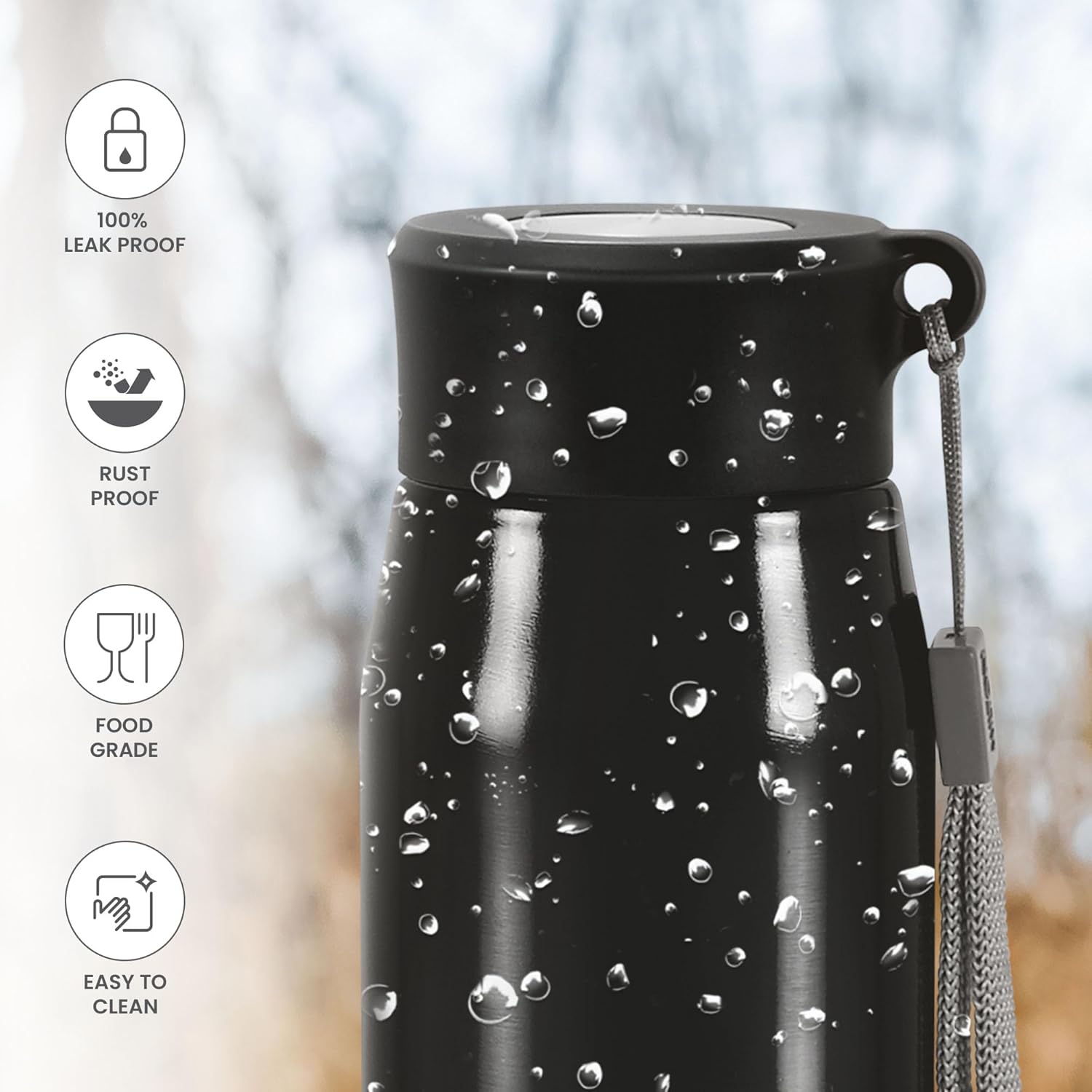 MILTON Handy 650 Stainless Steel Sipper Water Bottle 690 ml, Single Walled, I Leak Proof Lid, Rust Proof I For School, Office, Gym I Black