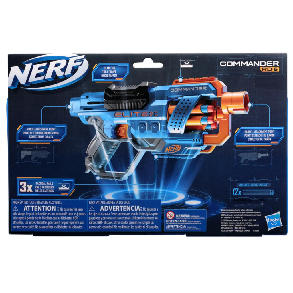 Nerf Elite 2.0 Commander Rd-6 Blaster, 12 Darts, 6-Dart Rotating Drum, Best Toys Gift for Kids, Teens & Adults