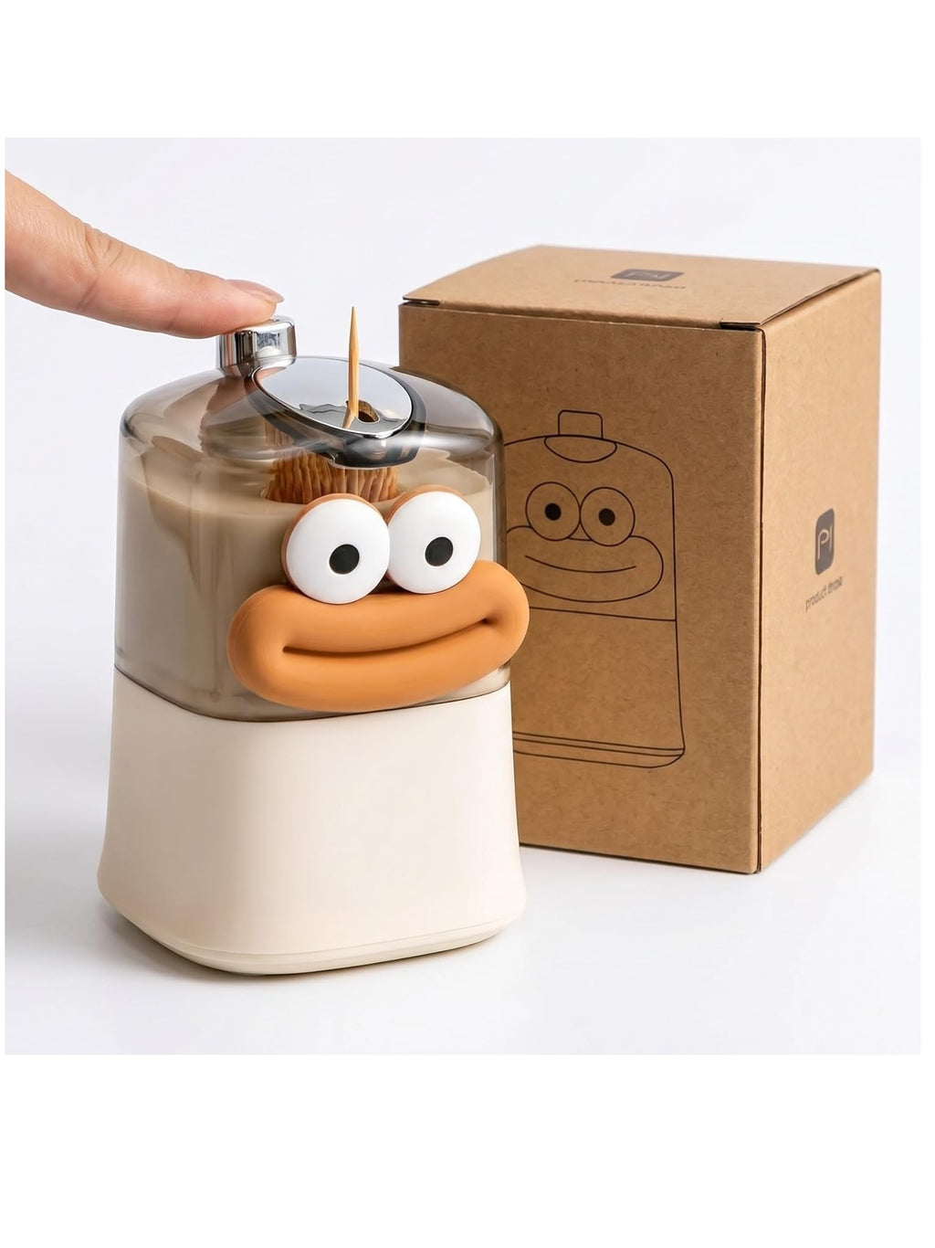 Cartoon Shape Automatic Toothpick Dispenser, Push-On Toothpick Holder, Portable Square Retractable Toothpick Holder, Toothpicks Container for Home, Kitchen & Restaurant