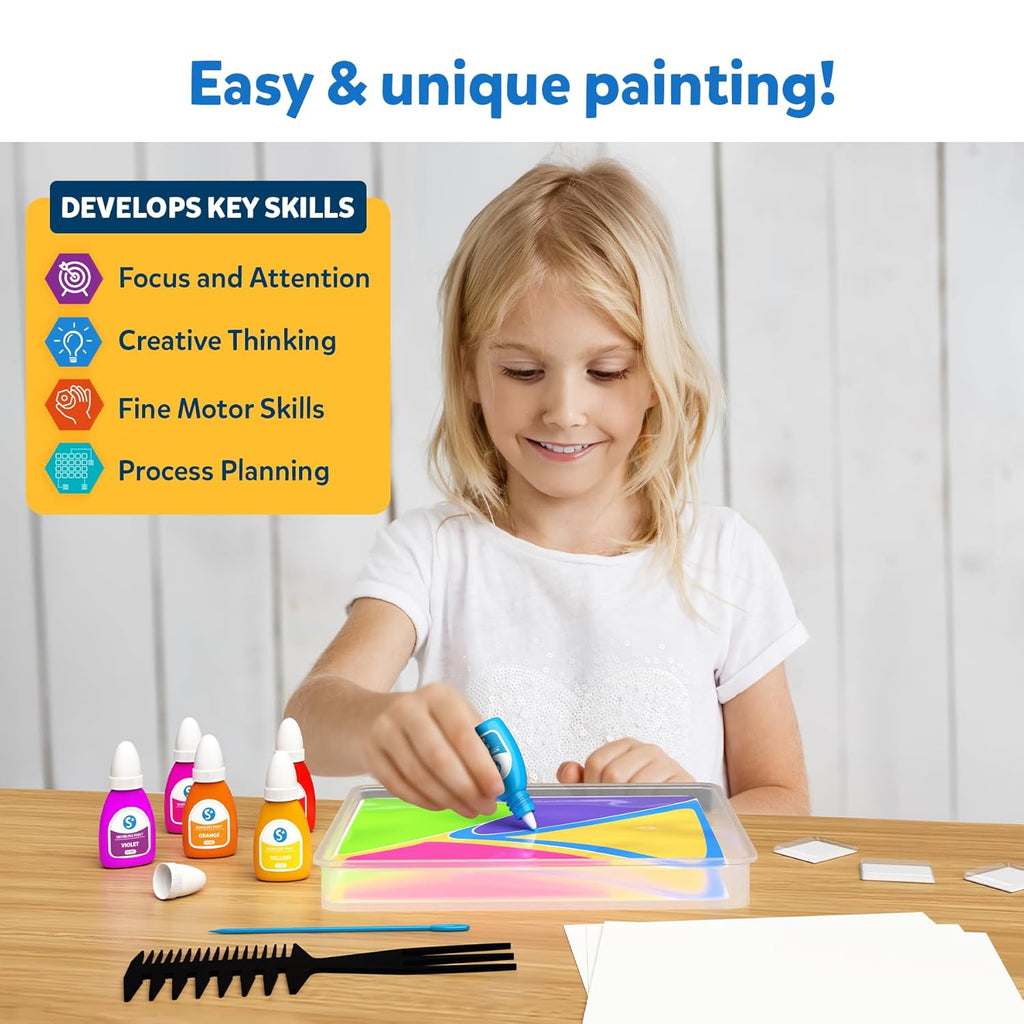 Skillmatics Marbling Magic Paint Kit, Water Marbling Kit for Kids, Art & Craft Kits, Supplies, DIY Creative Activity, Gifts for Kids Ages 6-12 Multicolor