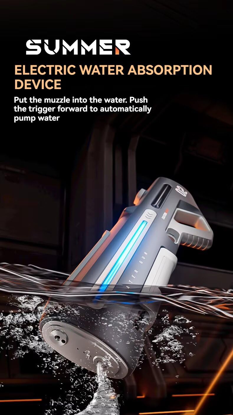 Brilliant Toys Long-Range Dual Mode Electric Water Gun 350ml Automatic High-Pressure Blaster for Kids & Adults | Water Gun for Holi (White)