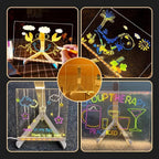 LED Acrylic Writing Board with 7 Pen & Light – 20x 20 cm DIY 3D Rewritable Message Pad, Personalized Night Lamp & LED Display for Home, Office Desk Decor & Gift