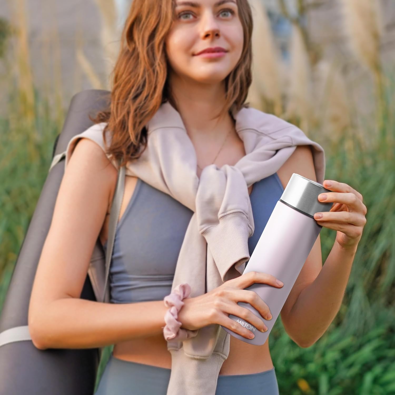 MILTON Glide 1000 Stainless Steel Water Bottle 1 LTR, Single Walled, ISI Certified I Leak Proof Lid, Rust Proof I for School, Office, Gym I Light Pink